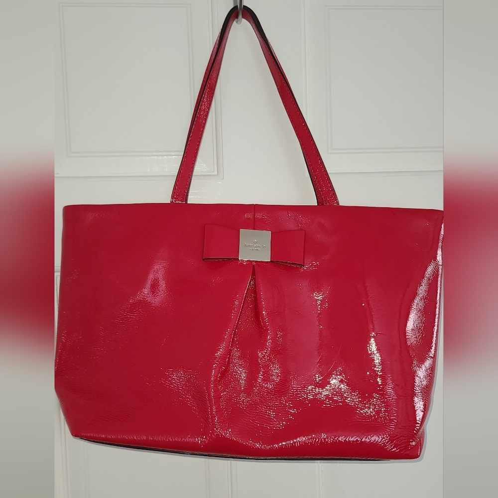 Kate Spade Red Patent Tote with Bow Accent